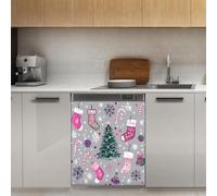 Mexpekil Christmas Elements Dishwasher Magnet Cover 21x26Inch Decorative Dish Washer Sticker for Front Door Waterproof Kitchen Appliance Panel Magnetic Decal