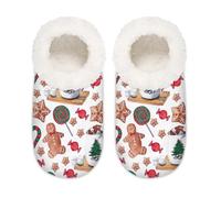 Mexpekil Christmas Gingerbread Man House Slippers for Women Men, Cute Gingerbread Man Memory Foam House Shoes Comfy Anti-Slip Slipper Socks for Indoor Bedroom, Sizes 9-10.5