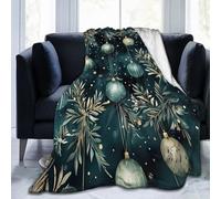 Mexpekil Christmas Hanging Balls Leaf Blanket Soft Cozy Throw Blanket Fluffy Flannel Fleece Blanket for Sofa Bed Camping Travel 150x125cm(60"x50")
