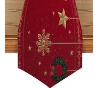 Mexpekil Christmas Star Wreath Table Runner for Dining Table Waterproof Coffee Table Runners Long Table Decorations for Wedding Party 33x178 cm