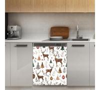 Mexpekil Christmas Tree Gold Deer Dishwasher Magnet Cover 21x26Inch Decorative Dish Washer Sticker for Front Door Waterproof Kitchen Appliance Panel Magnetic Decal
