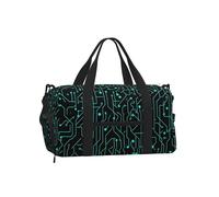 Mexpekil Circuit Board Blue Gym Bag with Shoe Compartment Waterproof Duffel Bag Large Overnight Weekend Bags Travel Holdall for Women Men Teens