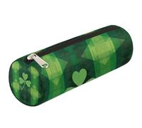 Mexpekil Clover Green Grid Pencil Case School Supplies Pouch Bag for Girls Boys Teenagers, Women Makeup Brush Bag