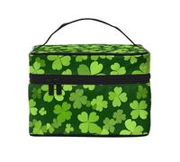 Mexpekil Clover Green Makeup Bag Travel Cosmetic Bags Large Capacity Make Up Organiser Storage Bag Portable Toiletry Bags for Women Girls