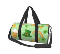 Mexpekil Clovers Beer Hat Rainbow Foldable Gym Bag Carry On Travel Duffle Bags Waterproof Woman Men Hand Luggage Bag Large Weekend Overnight Bags for Sports Dance with Removable Strap