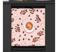 Mexpekil Coffee Beans Coffee Themed Dishwasher Magnet Cover 21x26 in, Decorative Waterproof Dishwasher Magnetic Cover Sticker for Kitchen Appliances