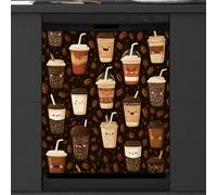 Mexpekil Coffee Beans Cup Dishwasher Magnet Cover 23x26Inch Decorative Dish Washer Sticker for Front Door Waterproof Kitchen Appliance Panel Magnetic Decal