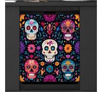 Mexpekil Coloful Floral Skull Heads Dishwasher Magnet Cover | 23x26inch Reusable Dish Washer Covers Decorative Dishwasher Front Panel Magnetic Cover Sticker for Kitchen Appliances
