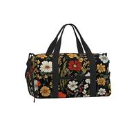 Mexpekil Coloful Wildflower Plant Gym Bag with Shoe Compartment Waterproof Duffel Bag Large Overnight Weekend Bags Travel Holdall for Women Men Teens