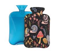 Mexpekil Colored Autumn Mushroom Butterfly Snails Hot Water Bottle with Cover, 2L PVC Hot Water Bag for Pain Relief, Feet, Back, Warmth