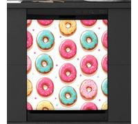 Mexpekil Colored Foods Donuts Pattern Dishwasher Magnet Cover 21x26 in, Decorative Waterproof Dishwasher Magnetic Cover Sticker for Kitchen Appliances