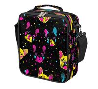 Mexpekil Colored French Bulldog Polka Dot Kids Lunch Bag Boys Girls, Square Thermal Insulated Lunch Box, Reusable Cooler Tote for School Picnic Travel
