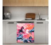 Mexpekil Colorful Art Horse Run Dishwasher Magnet Cover 21x26Inch Decorative Dish Washer Sticker for Front Door Waterproof Kitchen Appliance Panel Magnetic Decal