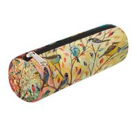 Mexpekil Colorful Bird Branches Pencil Case for Girls Boys Stationery Pouch Organiser Small School Supply Bag for Students Office