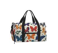 Mexpekil Colorful Butterflies Cute Gym Bag with Shoe Compartment Waterproof Duffel Bag Large Overnight Weekend Bags Travel Holdall for Women Men Teens