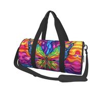 Mexpekil Colorful Butterfly Abstract Foldable Gym Bag Carry On Travel Duffle Bags Waterproof Woman Men Hand Luggage Bag Large Weekend Overnight Bags for Sports Dance with Removable Strap