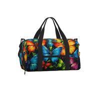 Mexpekil Colorful Butterfly Neon Gym Bag with Shoe Compartment Waterproof Duffel Bag Large Overnight Weekend Bags Travel Holdall for Women Men Teens
