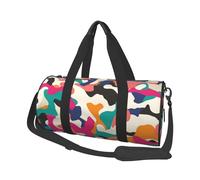 Mexpekil Colorful Camouflage Art Foldable Gym Bag Carry On Travel Duffle Bags Waterproof Woman Men Hand Luggage Bag Large Weekend Overnight Bags for Sports Dance with Removable Strap