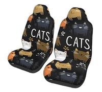 Mexpekil Colorful Cats Fish Bones 2PCS Car Seat Covers Universal Car Seat Protector Full Wrap Cars Interior Accessories for Men Women