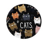 Mexpekil Colorful Cats Fish Bones Mouse Pad with Non-Slip Rubber Base Gaming Mouse Mat Small Round Mousepad with Stitched Edg Desk Accessories for Working Gaming 8 Inch