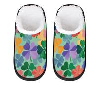 Mexpekil Colorful Clovers Fluffy Slippers for Women Men L