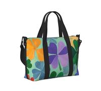 Mexpekil Colorful Clovers Travel Duffel Bag Waterproof Sports Gym Bag Large Weekend Overnight Bags for Women Men Foldable Carry On Luggage Tote Bags for Flight