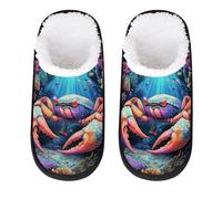 Mexpekil Colorful Crab Corals Colorful Fluffy Slippers for Women Men L