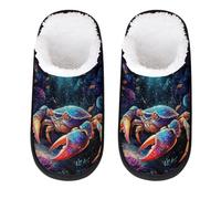 Mexpekil Colorful Crab Sea Coral Fluffy Slippers for Women Men L