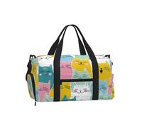 Mexpekil Colorful Cute Cats Gym Bag with Shoe Compartment Waterproof Duffel Bag Large Overnight Weekend Bags Travel Holdall for Women Men Teens