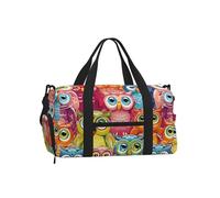 Mexpekil Colorful Cute Owl Gym Bag with Shoe Compartment Waterproof Duffel Bag Large Overnight Weekend Bags Travel Holdall for Women Men Teens