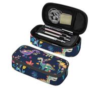 Mexpekil Colorful Dinosaurs Floral Pencil Case for Girls Boys with Compartments Large Pen Organizer Bag Zipper Multi-Use Pouch for School Supplies, Makeup Cosmetics, Kids, Adults