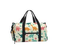Mexpekil Colorful Dinosaurs Footprint Gym Bag with Shoe Compartment Waterproof Duffel Bag Large Overnight Weekend Bags Travel Holdall for Women Men Teens