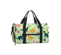 Mexpekil Colorful Dinosaurs Footprints Gym Bag with Shoe Compartment Waterproof Duffel Bag Large Overnight Weekend Bags Travel Holdall for Women Men Teens