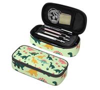 Mexpekil Colorful Dinosaurs Footprints Pencil Case for Girls Boys with Compartments Large Pen Organizer Bag Zipper Multi-Use Pouch for School Supplies, Makeup Cosmetics, Kids, Adults