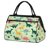 Mexpekil Colorful Dinosaurs Footprints Travel Duffel Bag Waterproof Gym Bag Carry On Weekend Overnight Bags Large Hand Luggage Tote Bags for Women Men Kids