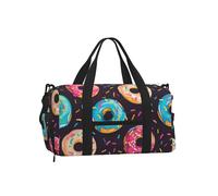 Mexpekil Colorful Donut Gym Bag with Shoe Compartment Waterproof Duffel Bag Large Overnight Weekend Bags Travel Holdall for Women Men Teens