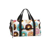 Mexpekil Colorful Donuts Dessert Gym Bag with Shoe Compartment Waterproof Duffel Bag Large Overnight Weekend Bags Travel Holdall for Women Men Teens