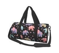 Mexpekil Colorful Elephant Love Foldable Gym Bag Carry On Travel Duffle Bags Waterproof Woman Men Hand Luggage Bag Large Weekend Overnight Bags for Sports Dance with Removable Strap