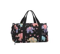 Mexpekil Colorful Elephant Love Gym Bag with Shoe Compartment Waterproof Duffel Bag Large Overnight Weekend Bags Travel Holdall for Women Men Teens