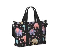 Mexpekil Colorful Elephant Love Travel Duffel Bag Waterproof Sports Gym Bag Large Weekend Overnight Bags for Women Men Foldable Carry On Luggage Tote Bag for Flight