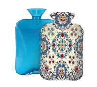 Mexpekil Colorful Ethnic Moroccan Mandala Hot Water Bottle with Cover, 2L PVC Hot Water Bag for Pain Relief, Feet, Back, Warmth