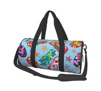Mexpekil Colorful Flip-Flop Starfish Foldable Gym Bag Carry On Travel Duffle Bags Waterproof Woman Men Hand Luggage Bag Large Weekend Overnight Bags for Sports Dance with Removable Strap