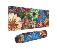 Mexpekil Colorful Floral Pattern Art Mouse Mat with Non-Slip Rubber Base 80 X 30cm Gaming Mouse Pad Large Desk Mat Waterproof Keyboard and Mouse Mat Computer Accessories for Office Home