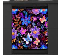 Mexpekil Colorful Flower Butterfly Dishwasher Magnet Cover 21x26Inch Decorative Dish Washer Sticker for Front Door Waterproof Kitchen Appliance Panel Magnetic Decal