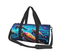 Mexpekil Colorful Galaxy Art Turtle Foldable Gym Bag Carry On Travel Duffle Bags Waterproof Woman Men Hand Luggage Bag Large Weekend Overnight Bags for Sports Dance with Removable Strap