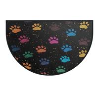 Mexpekil Colorful Glitter Dog Paw Half Moon Door Mat Indoor Outdoor Non Slip Area Rug Washable Half Circle Floor Mat Absorbent Dirt Trapper Half Round Rugs 100x160cm