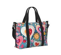 Mexpekil Colorful Hearts Flowers Travel Duffel Bag Waterproof Sports Gym Bag Large Weekend Overnight Bags for Women Men Foldable Carry On Luggage Tote Bags for Flight