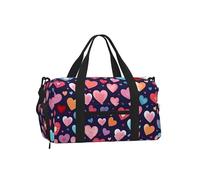Mexpekil Colorful Hearts Love Gym Bag with Shoe Compartment Waterproof Duffel Bag Large Overnight Weekend Bags Travel Holdall for Women Men Teens