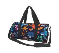 Mexpekil Colorful Marine Life Foldable Gym Bag Carry On Travel Duffle Bags Waterproof Woman Men Hand Luggage Bag Large Weekend Overnight Bags for Sports Dance with Removable Strap