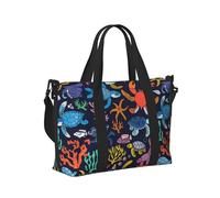 Mexpekil Colorful Marine Life Travel Duffel Bag Waterproof Sports Gym Bag Large Weekend Overnight Bags for Women Men Foldable Carry On Luggage Tote Bag for Flight
